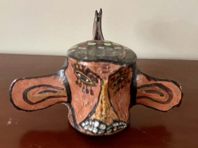 Vertebra Art - Hand Painted Native American / South American Tribal Art-Vintage