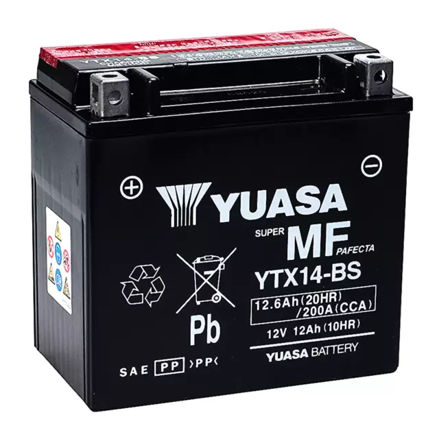 BATTERIA YUASA YTX14-BS 12 V 12 Ah 200 GIA ATTIVATA PRONTA DA MONTARE