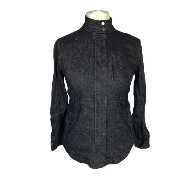 Eileen Fisher Leinenmischung Jacke Damen Marineblau Größe Small Trichter Hals leicht