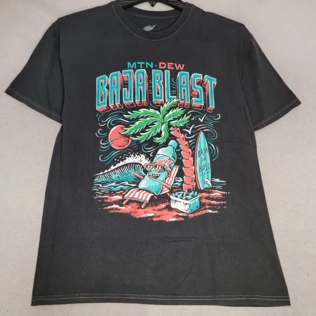 Mountain Dew Baja Blast Shirt Adult Large L Black Casual Gamer Soda Pop Mens Nwt