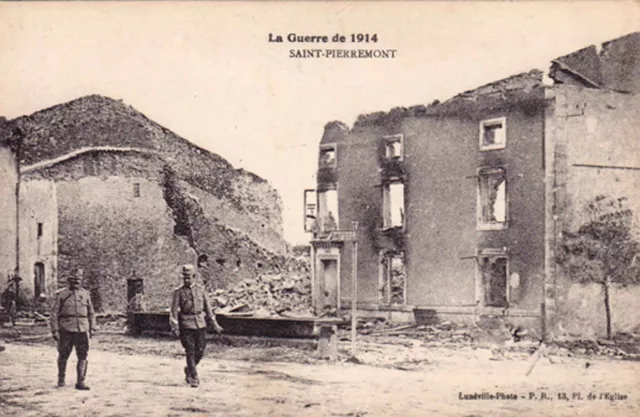 CPA GUERRE 14-18 WW1 SAINT-PIERREMONT soldats photo lunéville écrite