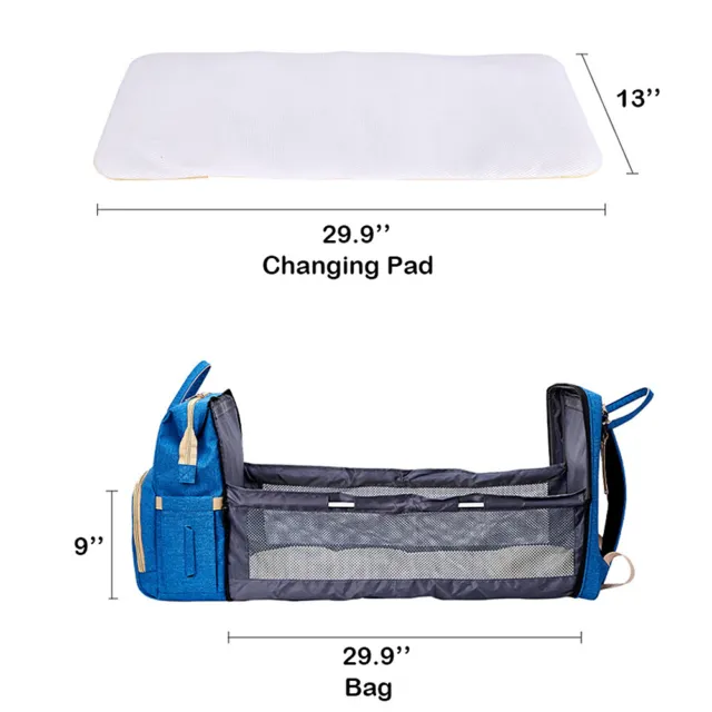 3 in 1 Foldbale Diaper Bag Baby Bed Portable Bassinet Crib Backpack Travel/Sleep 7