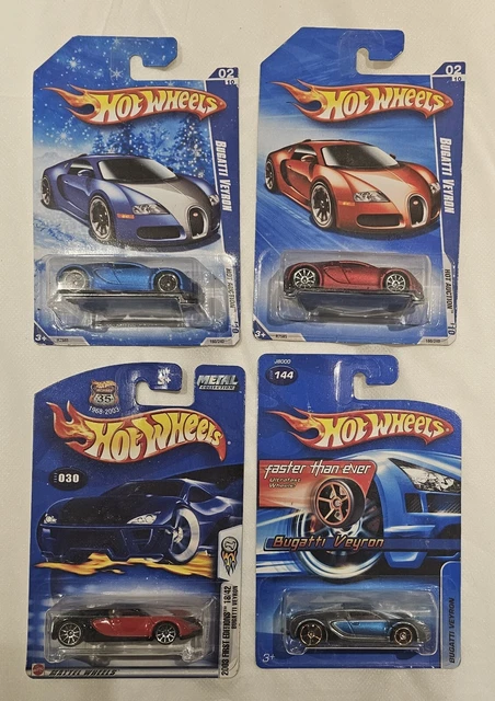 HOT WHEELS BUGATTI VEYRON Lot (4) Satin Red Blue Snowflake Card TARGET