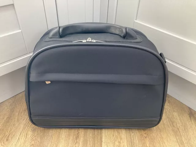 Harrods Vintage Vanity Case + Mirror Hand Luggage Black Make Up Small