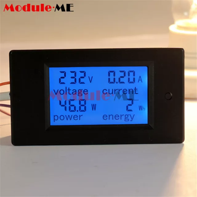 20A AC Digital LCD Panel Power Meter Monitor Power Energy Ammeter Voltmeter