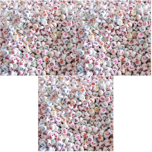 300 PCS Acrylic Colorful Alphabet Beads Round Letter Beads Charms for DIY Loom