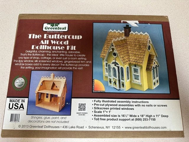 Greenleaf Buttercup All Wood Dollhouse Kit New Sealed 1” Scale Made In The USA