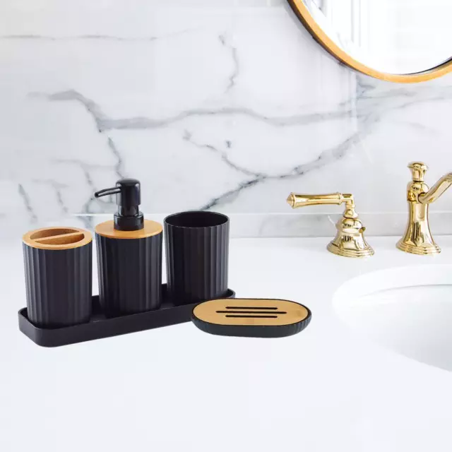 Set Di Accessori Per Il Bagno Da 5 Pezzi Dispenser Per Portasapone Lavaggio Nero