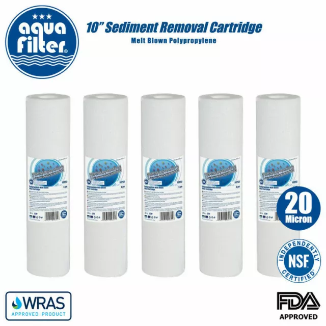 Aquafilter 10" PP 20 Micron Particle Sediment RO Water Filter 5 Pack