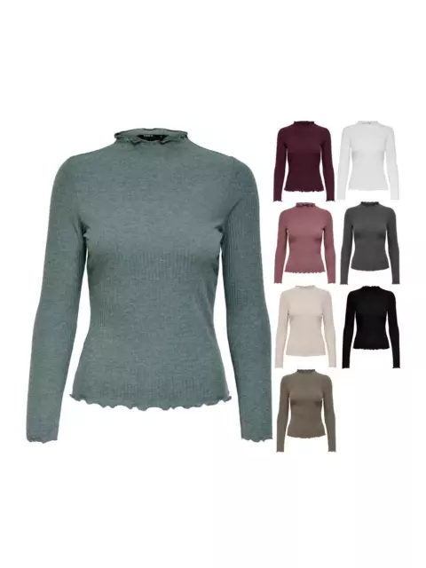 Only Damen Pullover - OnlEmma Top Langarm-Shirt Steh-Kragen XS S M L XL