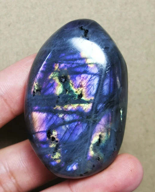 Raw NATURAL Purple Labradorite sphere Palm stone QUARTZ CRYSTAL Healing