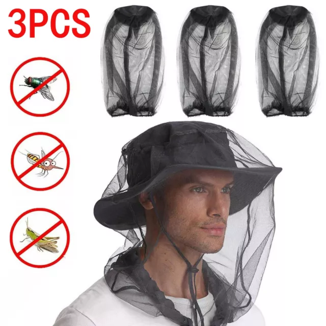 3PCS Midge Mosquito Insect Hat Bug Mesh Head Net Face Protector Travel Camping