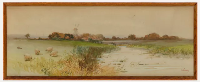 E. Lewis - Framed Late 19th Century Watercolour, Summer Grazing