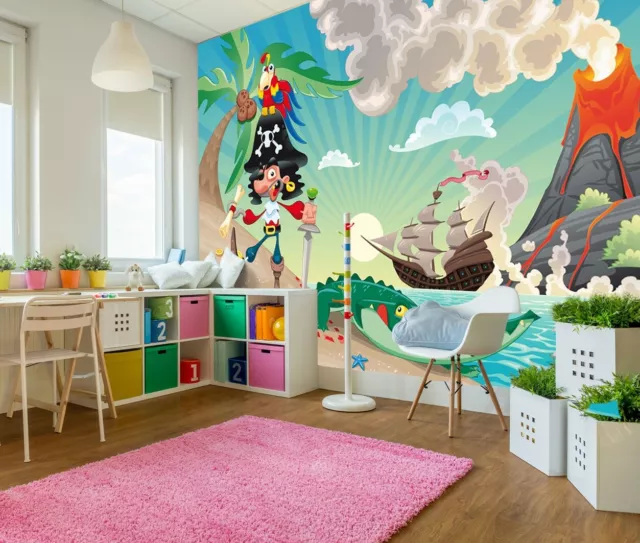 Gigante Papel Pintado Mural para Niños Dormitorio - Niño Bebé Pirata Foto Pared