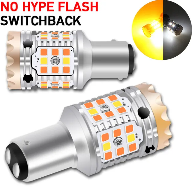 1157 LED Turn Signal Light Bulb Switchback Amber White Anti Hyper Flash GLOFE