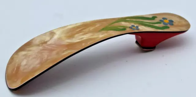 1930s ART DECO Era Hand Painted LADIES SLIPPER SHAPE Celluloid Figural SHOE HORN