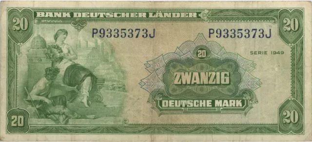 R.260 20 DM 1949 (3) "P9335373J"  Bank Deutscher Länder