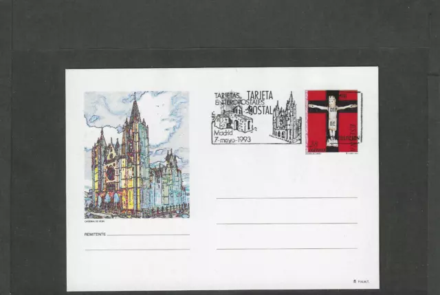 Spain Año 1993 Tarjeta Entero Postal Edifil 156 En Primer Día Catedral De León