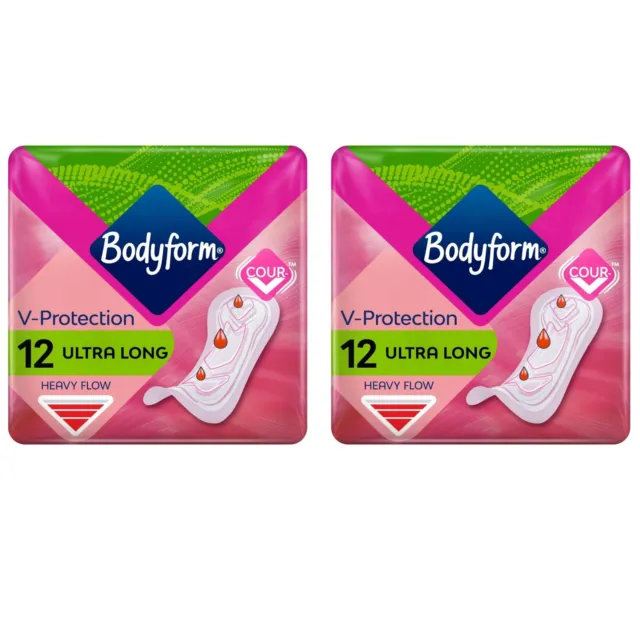 Bodyform Ultra Long Heavy Sanitary Towels Pads 12 per pack  PACK OF 2