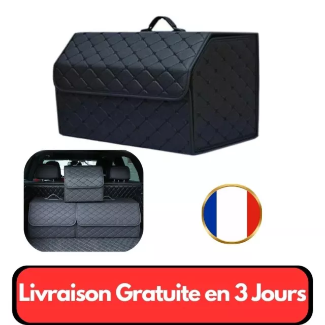 Sac de Rangement Coffre de Voiture en Cuir PU Noir Organisateur Pliable SUV !