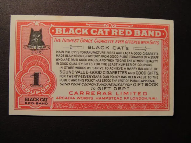 Carreras Cigarettes  Black Cat Red Band Coupon Insert Gifts List 2 Sun Breeze