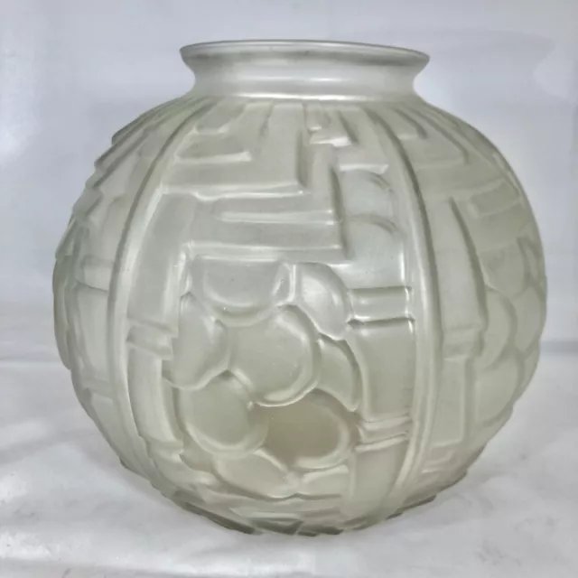 Vintage French Art Deco Frosted Cast Glass Vase