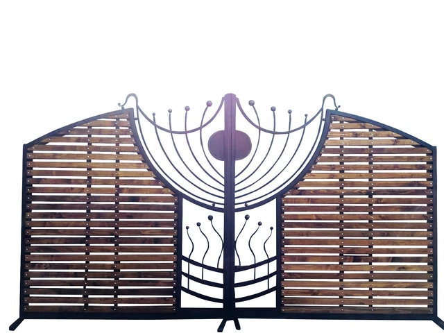 Wrought iron gate With wood. Exclusive
