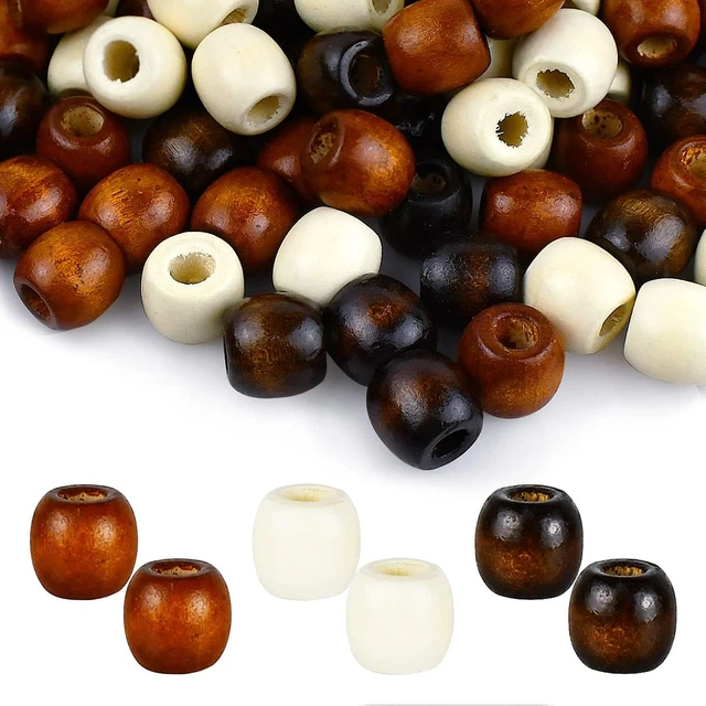 150Pcs Large Hole Wooden Craft Beads 3 Colors 16X17Mm Natural Barrel Wood Loose