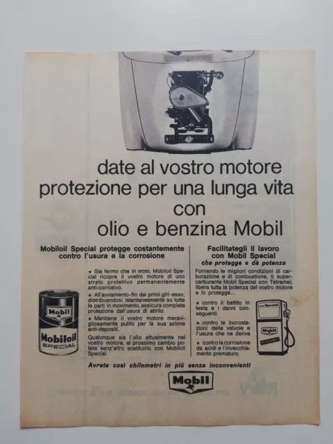 Clipping Pubblicità Advertising 1963 MOBIL Protezione e Lunga Vita per i Motori