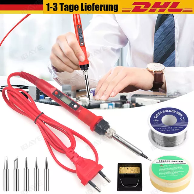 80W Lötkolben Set Lötstation Einstellbarer Temperatur Lötset Soldering Iron Kit