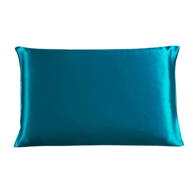 Piccocasa 100% Mulberry Silk Pillow Cover Pillowcase Peacock Blue Queen Size