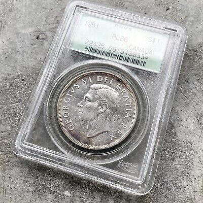 1951 Canada 1 Dollar Silver Coin One Dollar - PCGS PL 66 - Old Green Holder
