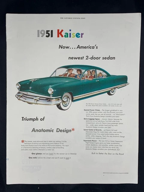 Magazine Ad* - 1951 - Kaiser De Luxe 2-Door Sedan