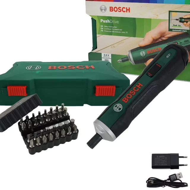 Bosch Ergonomischer Akkuschrauber PushDrive 06039C6000 3,6-V-1,5-Ah-Akku