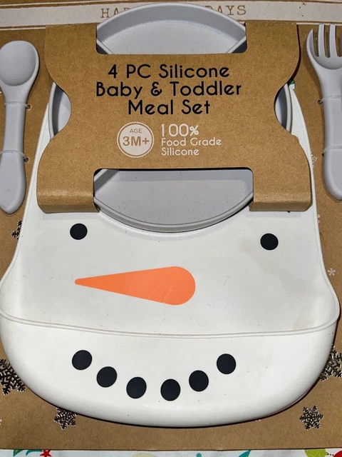 Manhattan Baby 4 PC Silicone Baby & Toddler Meal Set Christmas Snowman