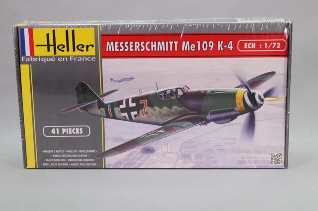 Kit Maquette Heller Messerschmitt Me 109 K-4 - Échelle 1/72, Boîte Noire Vintage, Complet