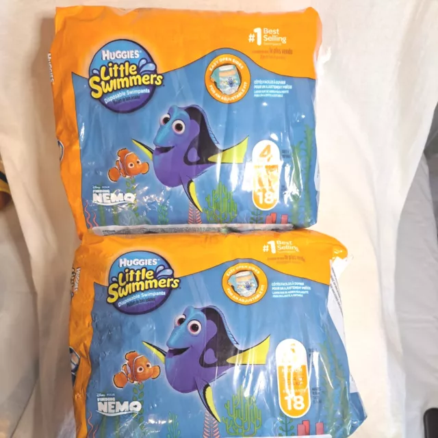 Little Swimmers Finding Nemo  Disposable Swim Pants 24-34 lb Sz 4 Med  Lot of 2