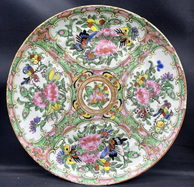 ANTIQUE LATE QING 8 1/2” Rose Medallion Chinese Export Porcelain Plate ...