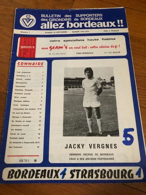 Programme PSG Vs RC Strasbourg Saison 1982/83 - Poster Rare Lucarne Avec Fernandez