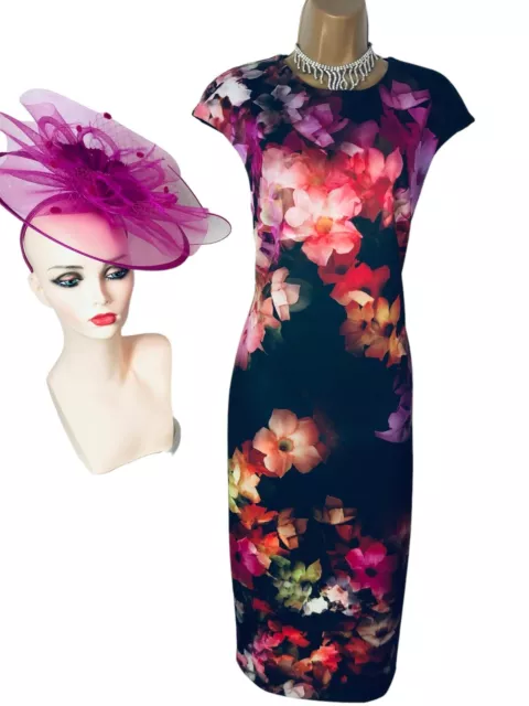 TED BAKER Dress Floral Mother Of Bride Wedding Ascot Size 4 UK 14 Occasion ￼ 3