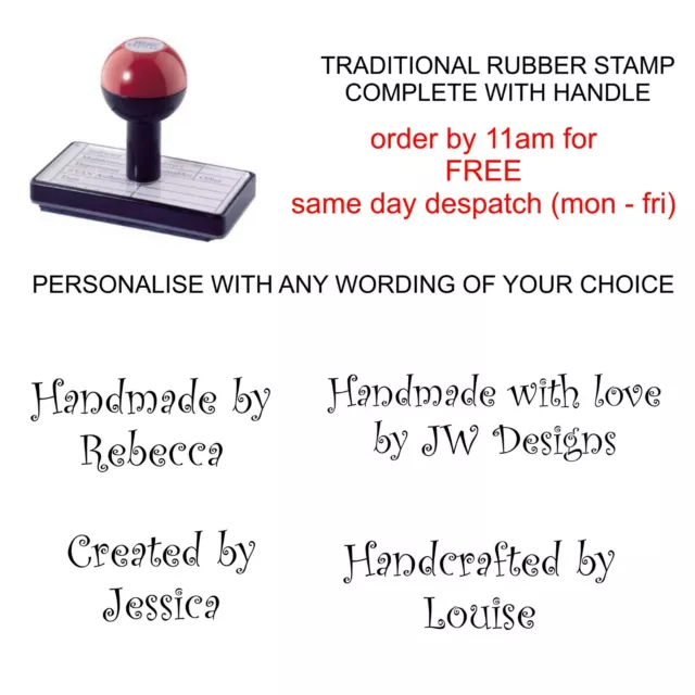 Personalised Handmade By Rubber Stamp Custom Made Your Name Business Wording