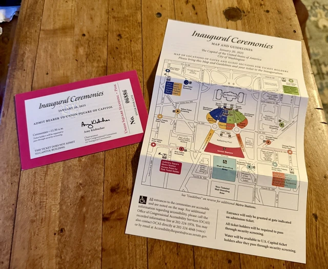 2025 OFFICIAL STAMPED Trump Inauguration Pink TICKET W/hologram And