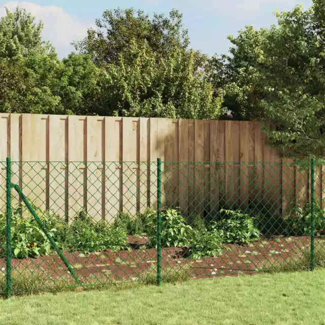 Green PVC Coated Galvanized Steel Chain Link Fence with Flange Outdoor Barrier