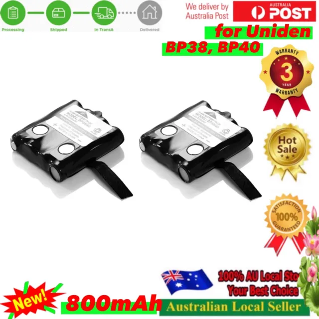 2x New Replacement Battery For UNIDEN BP38 BP40 UHF Handheld Radio