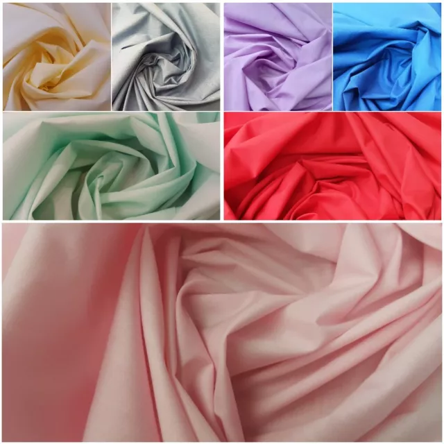 Plain Polycotton Fabric Dress Craft  Poly Cotton Bunting Lining material metre