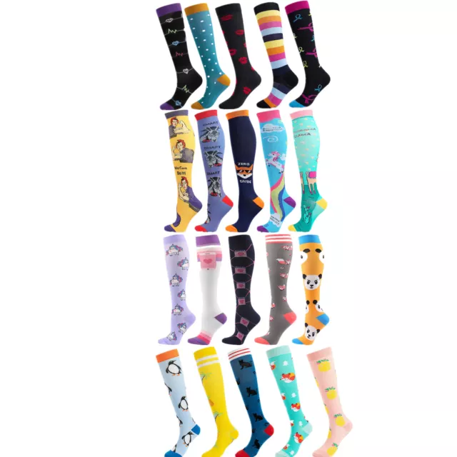 5 Pairs Compression Socks Graduated Support Calf Stockings Womens 20-30 mmHg S/M