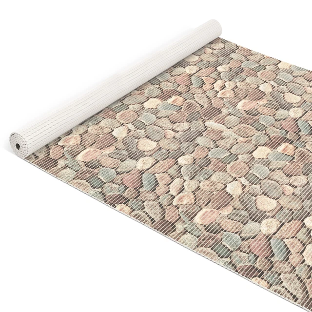Badematte Badvorleger Badteppich Steine bunt Kieselsteine 130cm Antirutsch