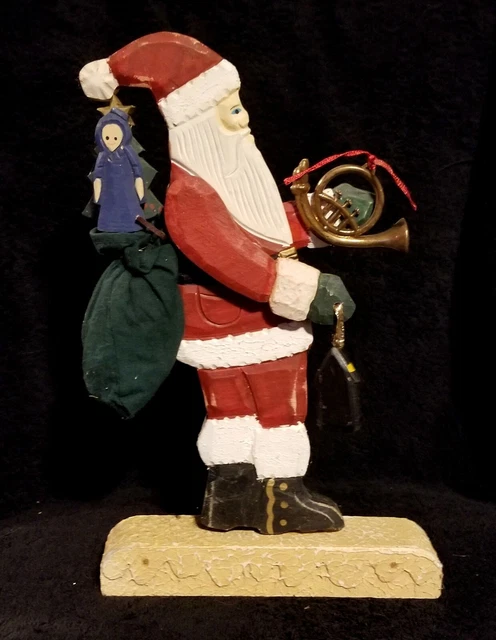 Vintage Primitive Wooden Santa In Chimney Christmas Decoration