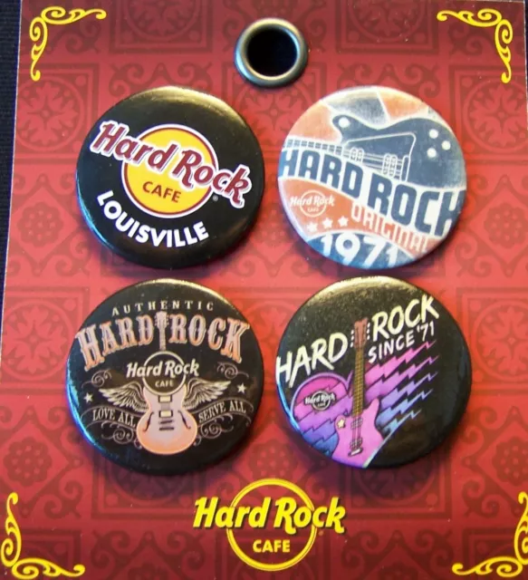 Hard Rock Cafe Louisville 4 Pack Of Different Buttons - New
