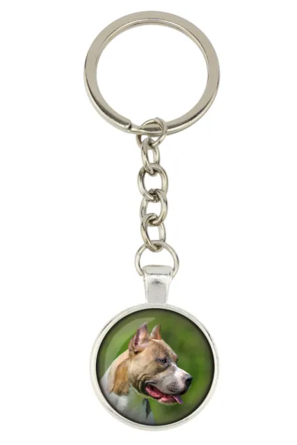 American Pit Bull Terrier. Keyring for dog lovers. Photo jewellery. Handmade UK